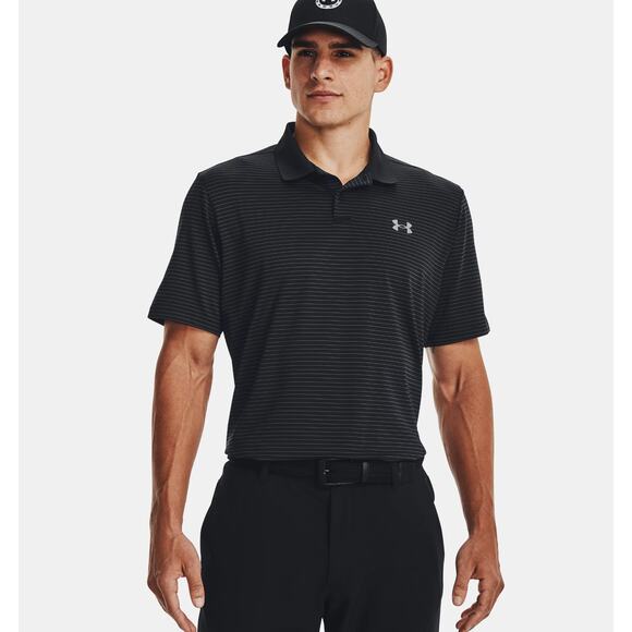 NWT Under Armour UA Matchplay Stripe Men's Polo ion Black size Large - Picture 1 of 6